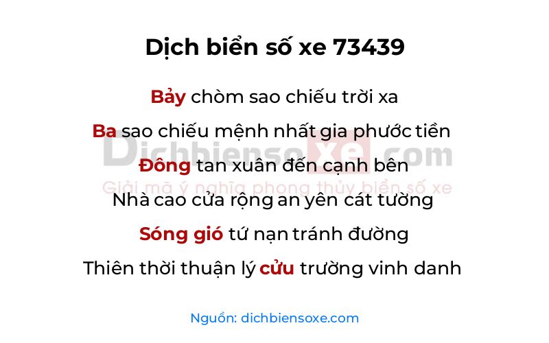 Dịch thơ biển số 73439