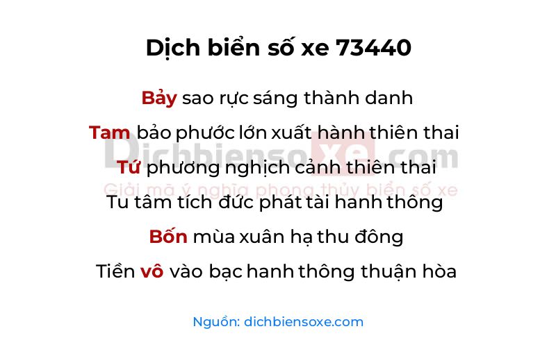 Dịch thơ biển số 73440