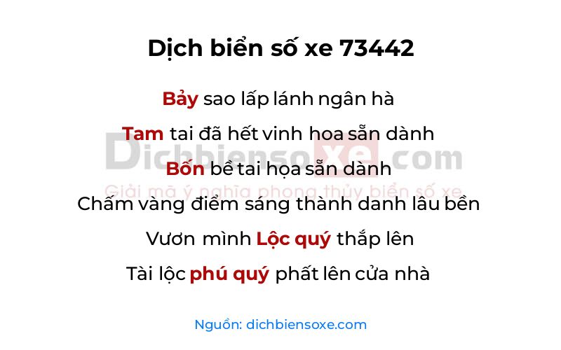 Dịch thơ biển số 73442