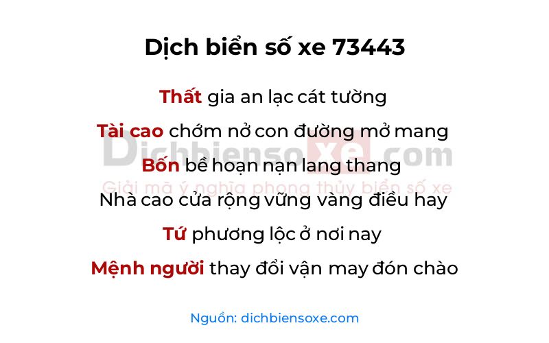 Dịch thơ biển số 73443