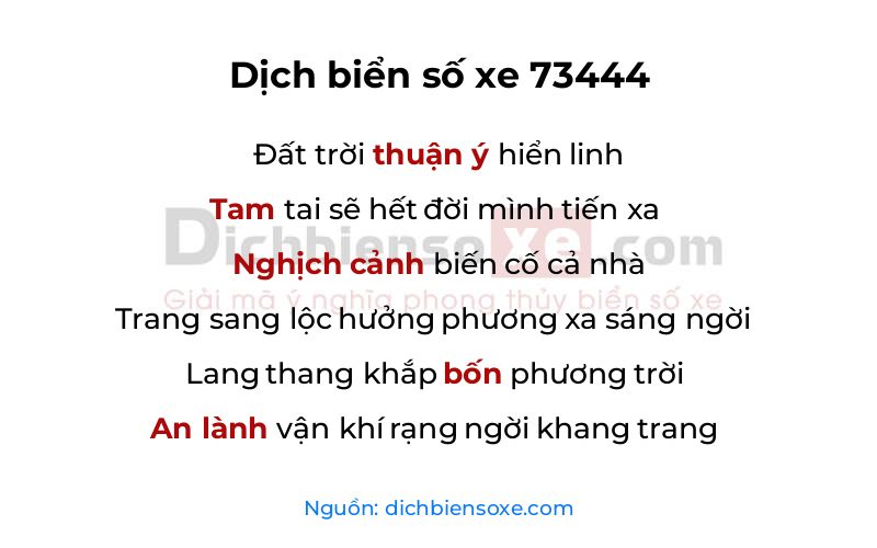 Dịch thơ biển số 73444