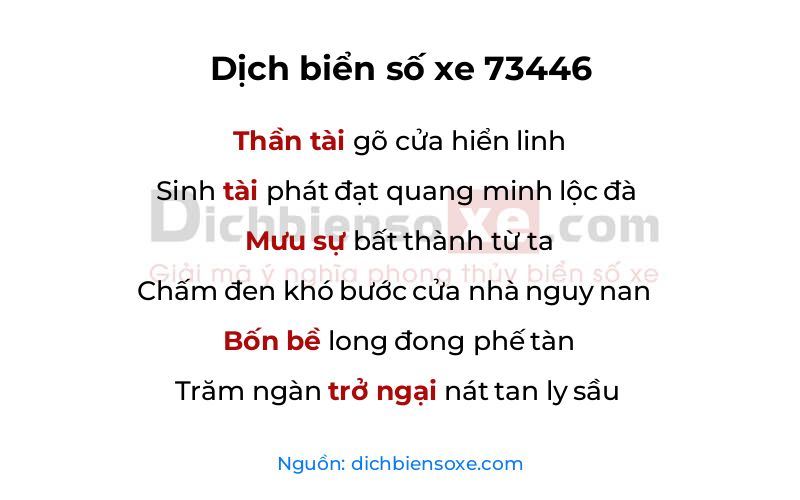 Dịch thơ biển số 73446