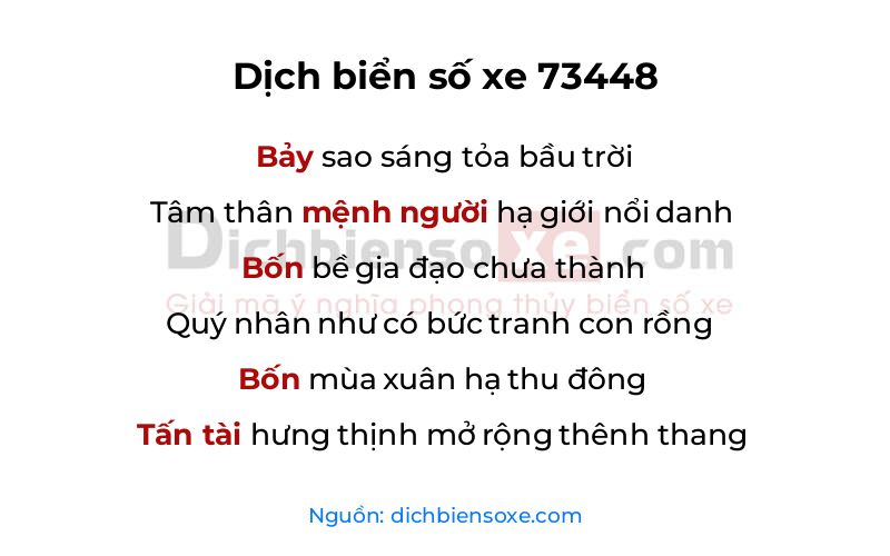 Dịch thơ biển số 73448