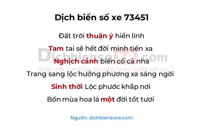 Dịch thơ biển số 73451