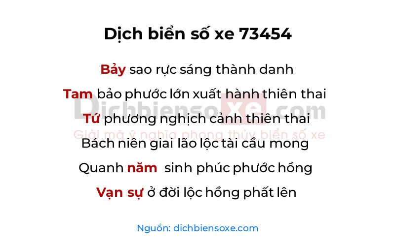 Dịch thơ biển số 73454