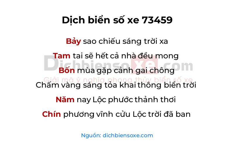 Dịch thơ biển số 73459