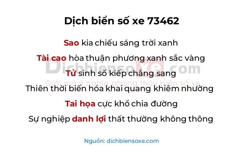 Dịch thơ biển số 73462