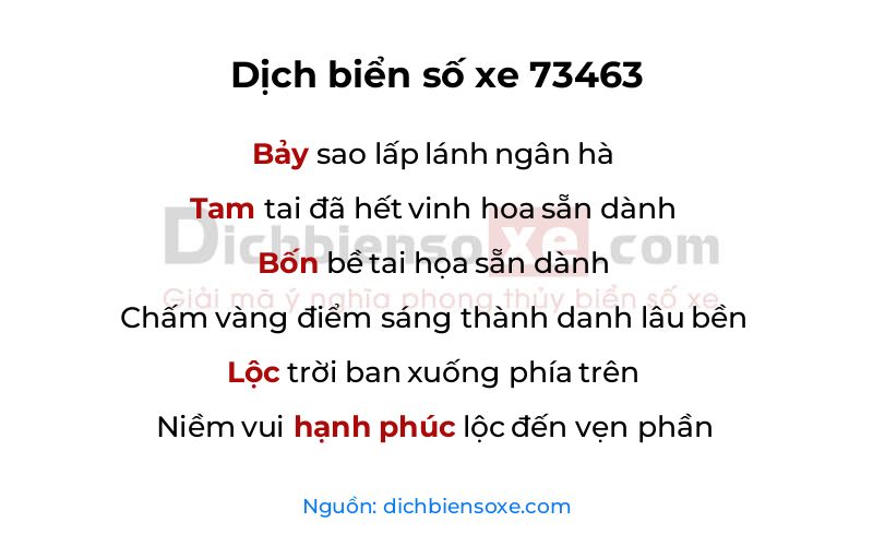 Dịch thơ biển số 73463