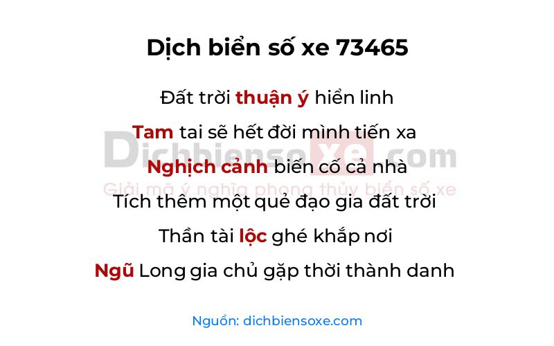 Dịch thơ biển số 73465