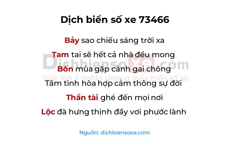 Dịch thơ biển số 73466