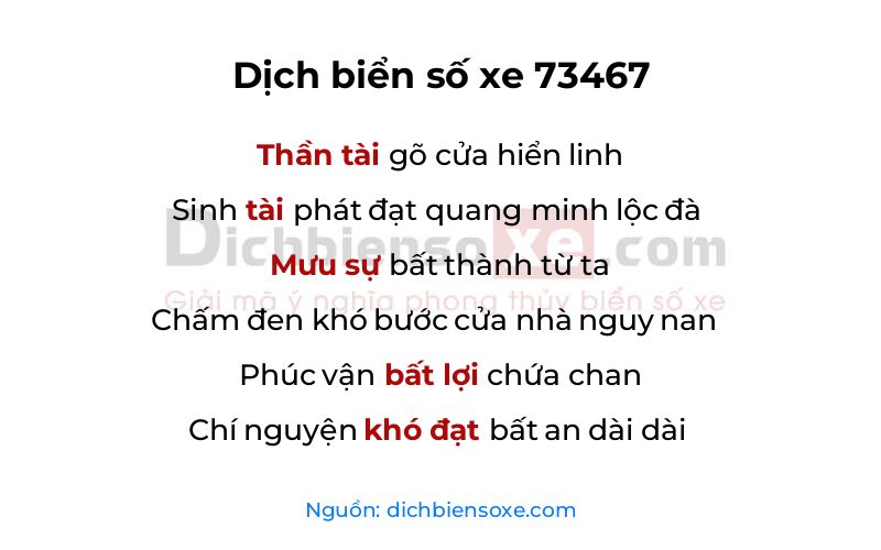 Dịch thơ biển số 73467