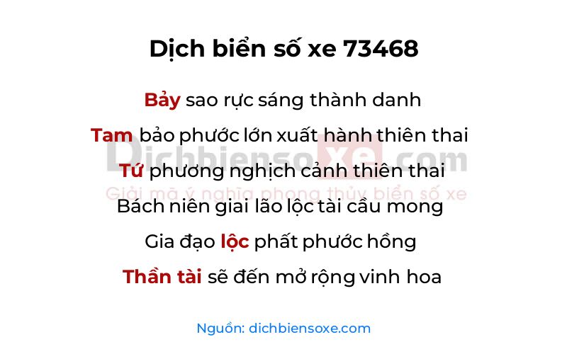 Dịch thơ biển số 73468