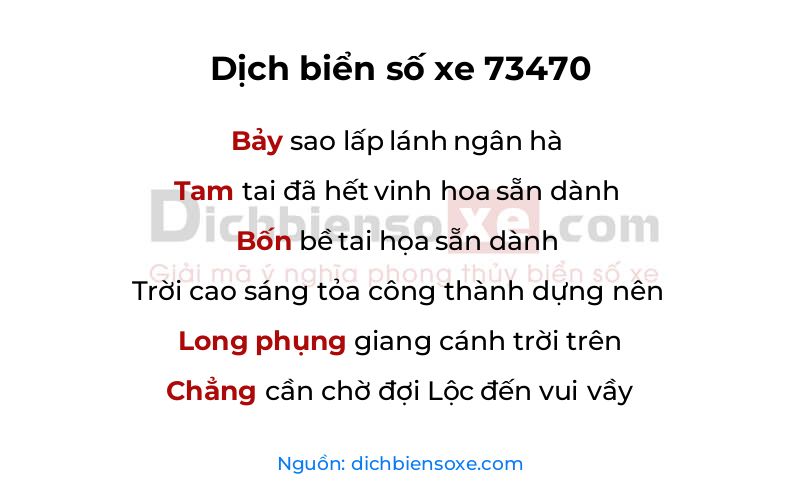 Dịch thơ biển số 73470