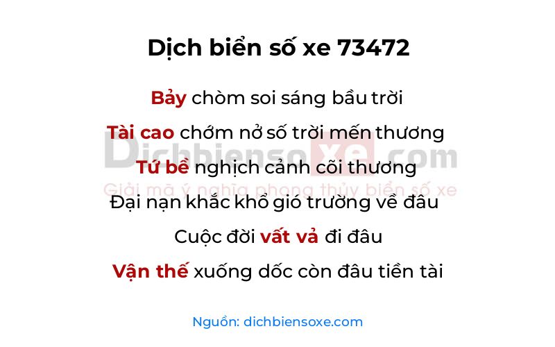 Dịch thơ biển số 73472