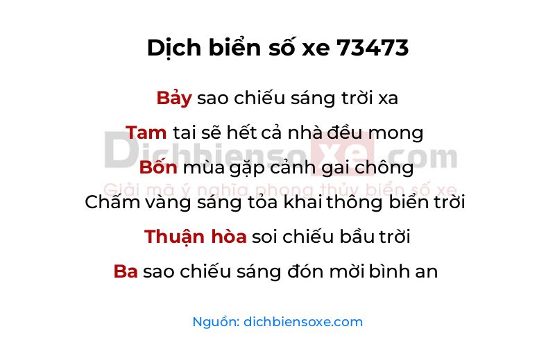 Dịch thơ biển số 73473