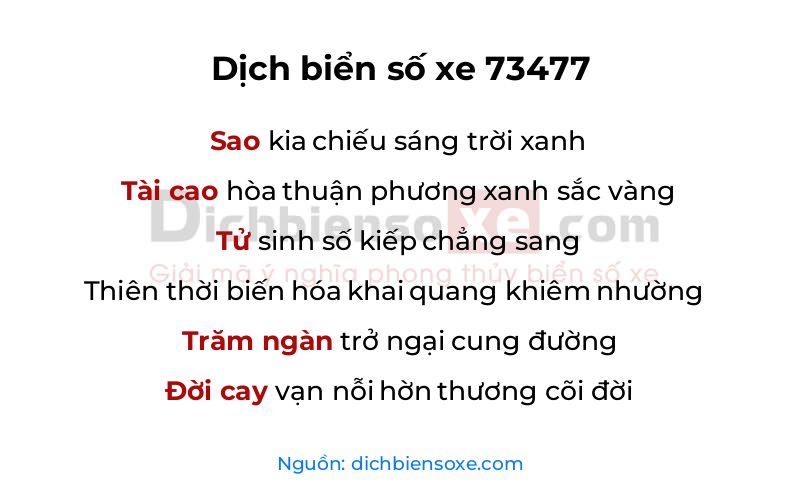 Dịch thơ biển số 73477