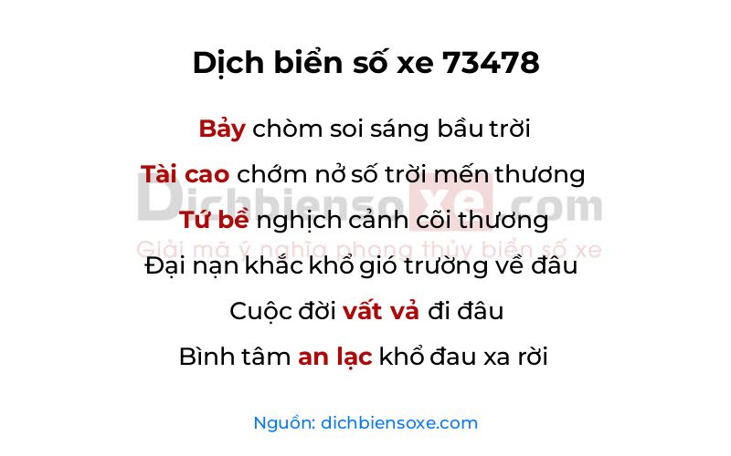 Dịch thơ biển số 73478