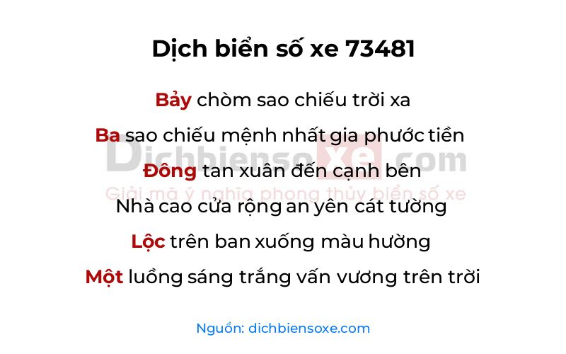 Dịch thơ biển số 73481