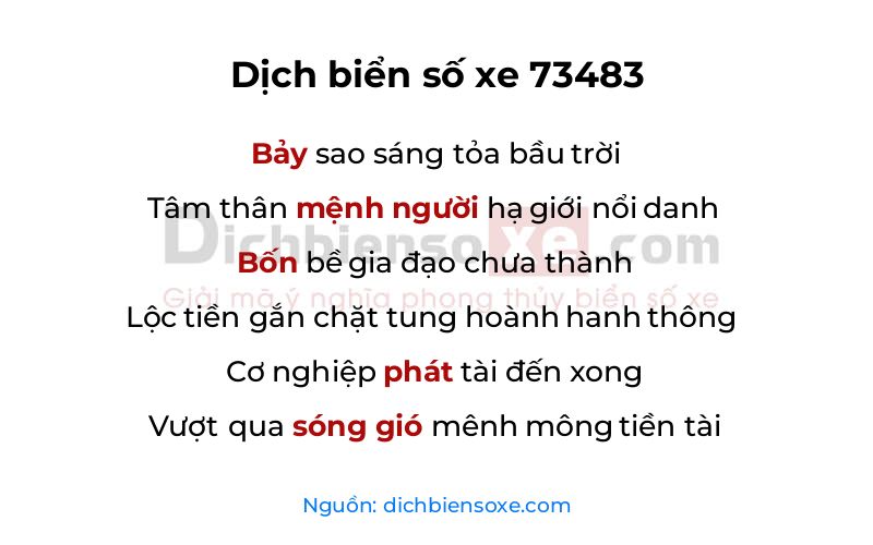 Dịch thơ biển số 73483