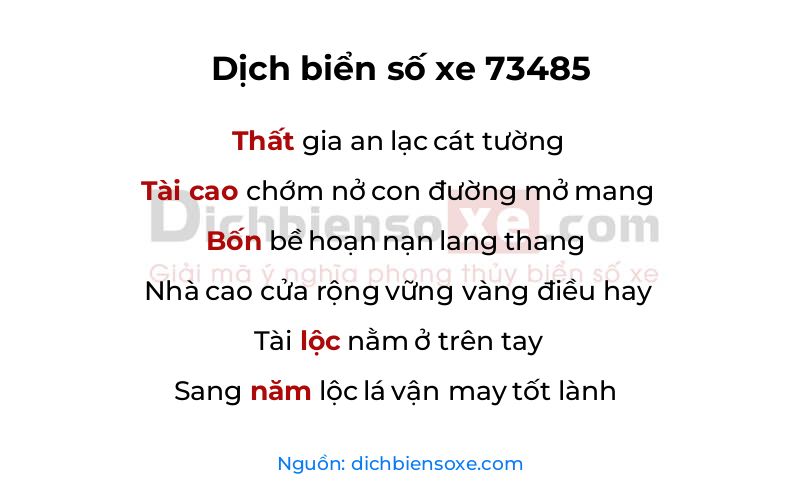 Dịch thơ biển số 73485