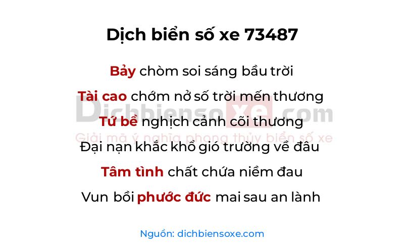 Dịch thơ biển số 73487
