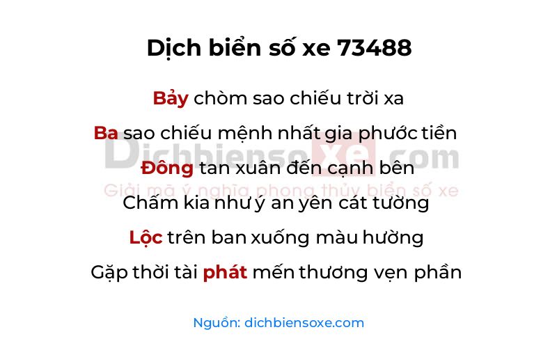 Dịch thơ biển số 73488