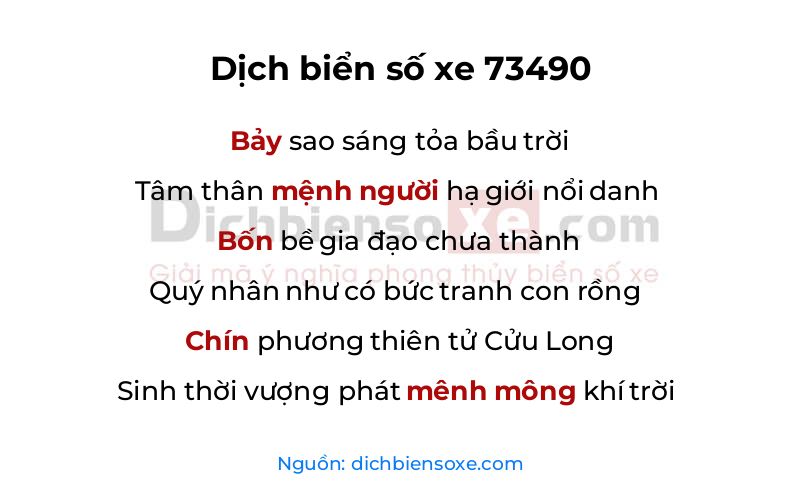Dịch thơ biển số 73490