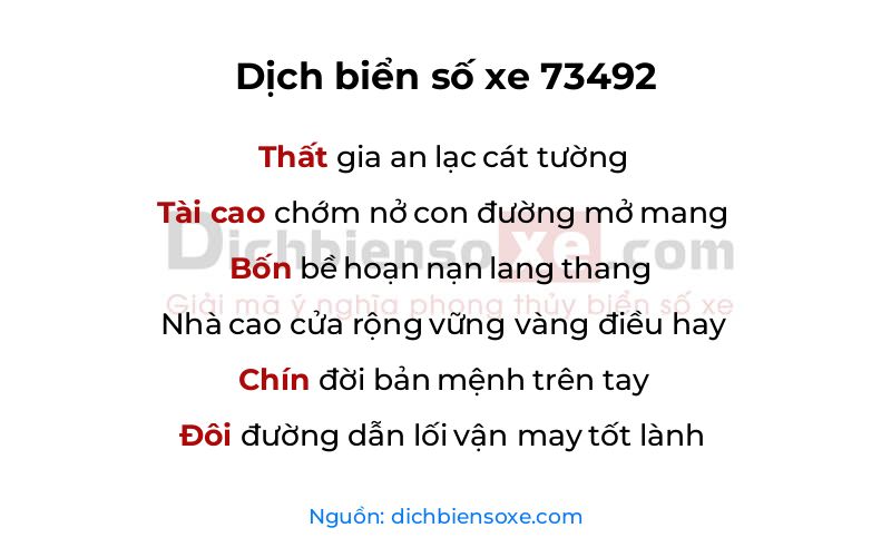 Dịch thơ biển số 73492