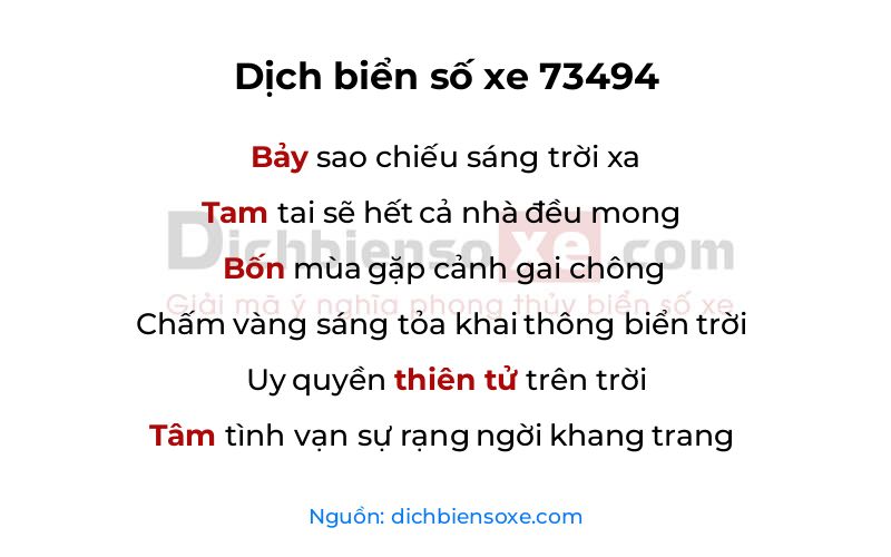 Dịch thơ biển số 73494