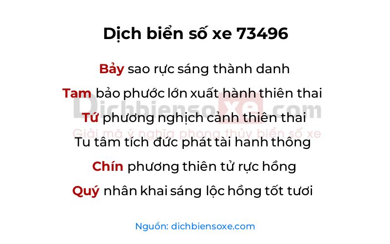 Dịch thơ biển số 73496