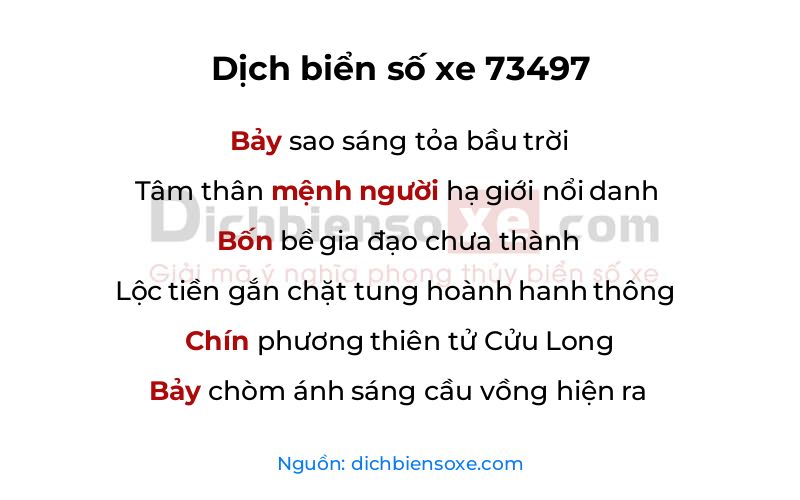 Dịch thơ biển số 73497