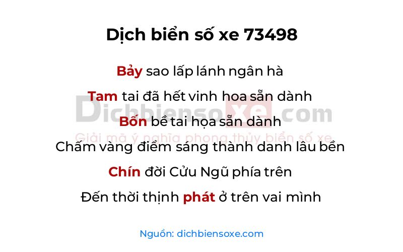 Dịch thơ biển số 73498