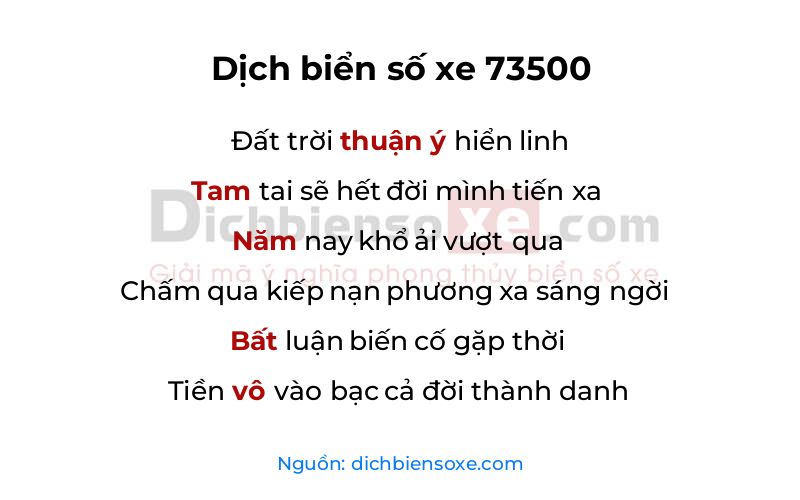 Dịch thơ biển số 73500