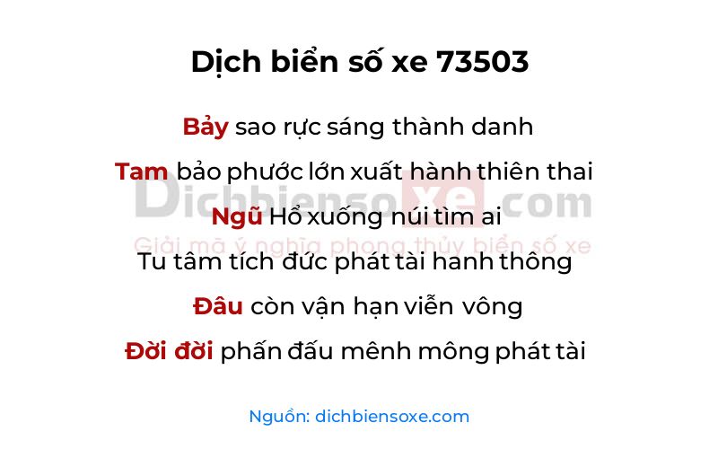 Dịch thơ biển số 73503