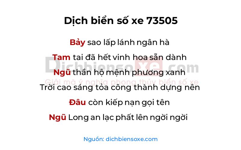 Dịch thơ biển số 73505