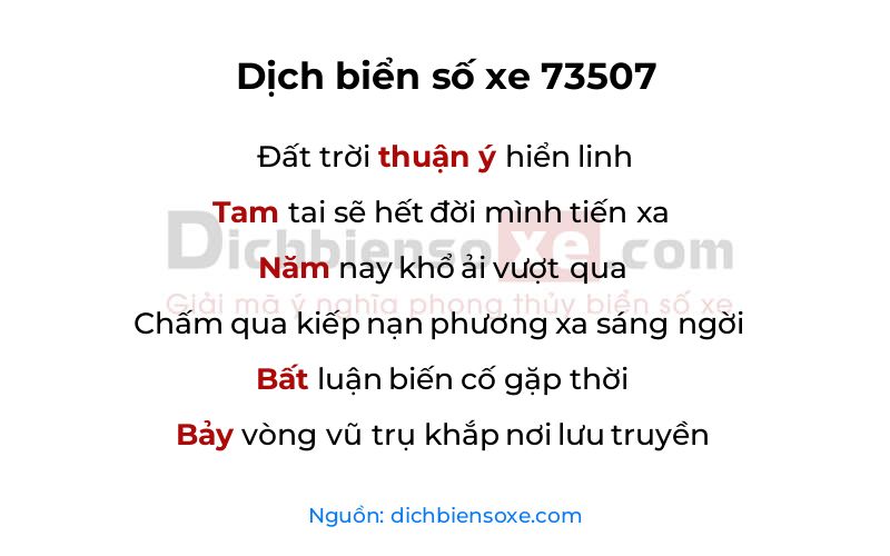 Dịch thơ biển số 73507