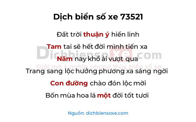 Dịch thơ biển số 73521