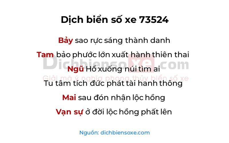 Dịch thơ biển số 73524