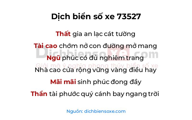 Dịch thơ biển số 73527