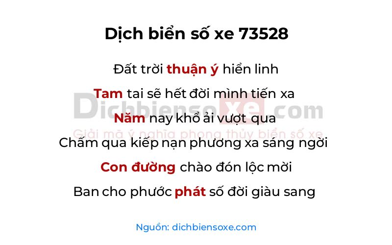 Dịch thơ biển số 73528