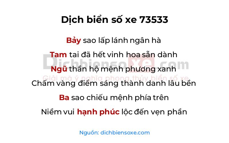 Dịch thơ biển số 73533