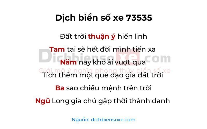 Dịch thơ biển số 73535