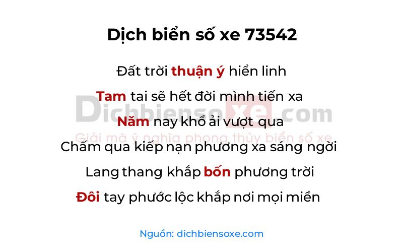 Dịch thơ biển số 73542