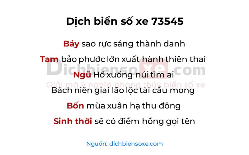 Dịch thơ biển số 73545