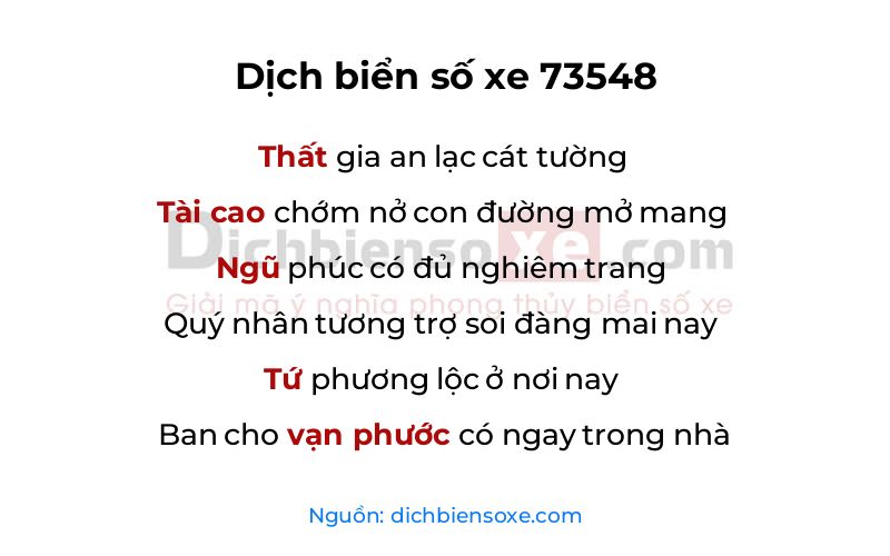 Dịch thơ biển số 73548