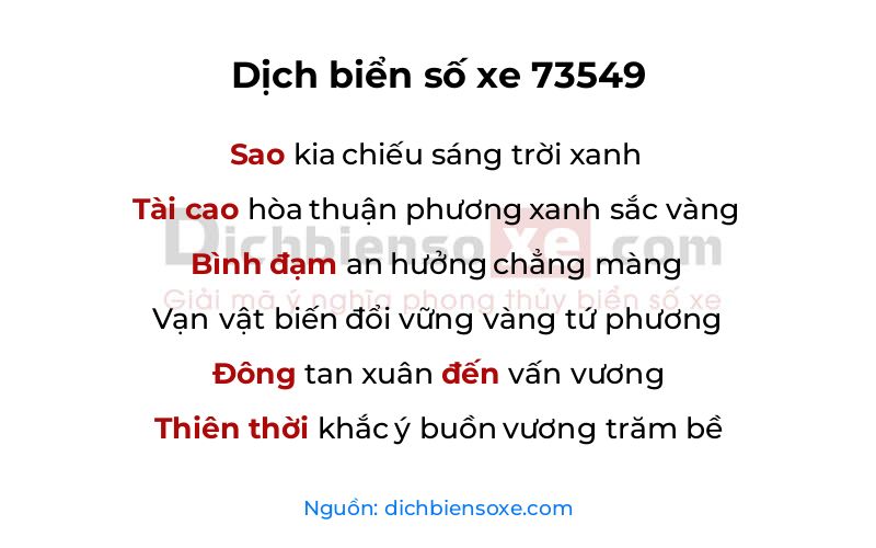 Dịch thơ biển số 73549