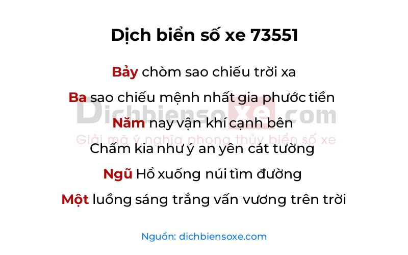 Dịch thơ biển số 73551