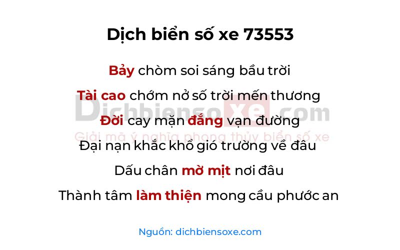Dịch thơ biển số 73553
