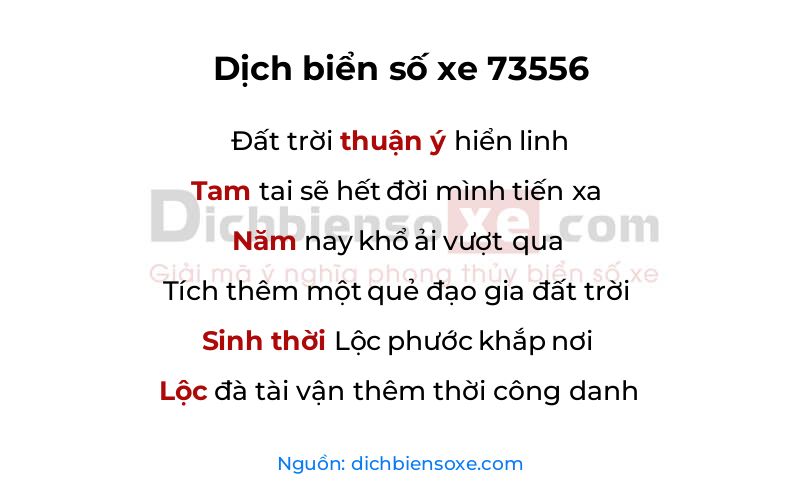 Dịch thơ biển số 73556