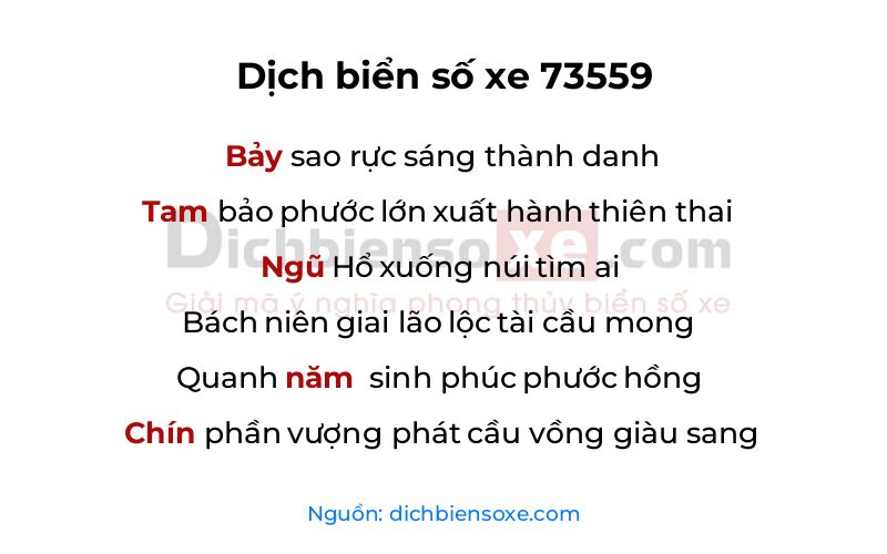 Dịch thơ biển số 73559